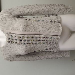 ANTHROPOLOGIE KNITTED & KNOTTED Ribbon Ripple gray sweater-EC-Sz XS